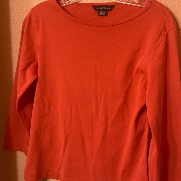 Lands' End Women's Long Sleeve Tee - Orange small - Picture 1 of 3